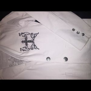 Men’s White Jacket with Cross detailing